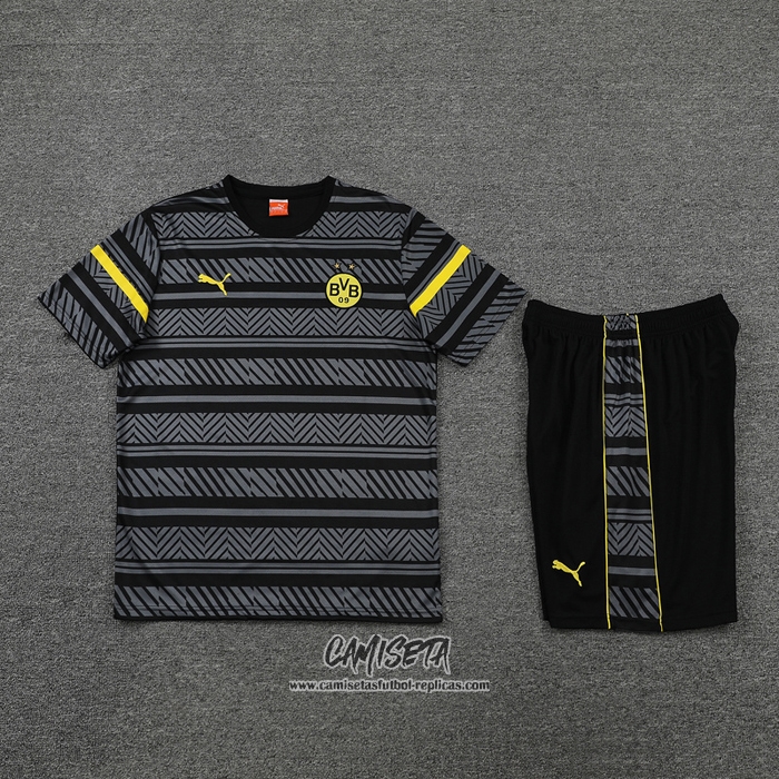 Chandal del Borussia Dortmund 2022-2023 Manga Corta Gris - Pantalon Corto